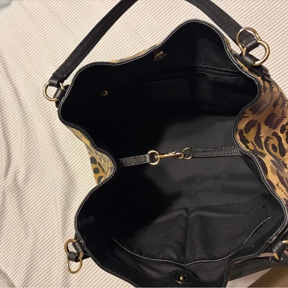 Coach Leopard Print Shoulder Bag - Black and Tan - Picture 5 of 6